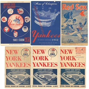 Lot of (6) New York Yankees Official Program and Scorecards From The 1950s & 1960s